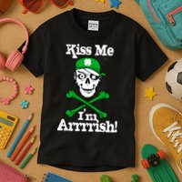 Kiss Me I'm Arrrish Pirate St. Patrick's Day Kids T-Shirt
