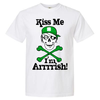 Kiss Me I'm Arrrish Pirate St. Patrick's Day Garment-Dyed Heavyweight T-Shirt