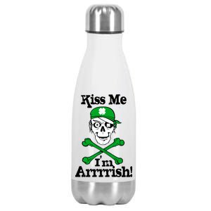 Kiss Me I'm Arrrish Pirate St. Patrick's Day Stainless Steel Insulated Water Bottle