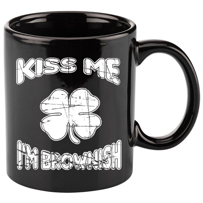 Kiss Me I'm Brownish Irish 11oz C Handle Ceramic Mug