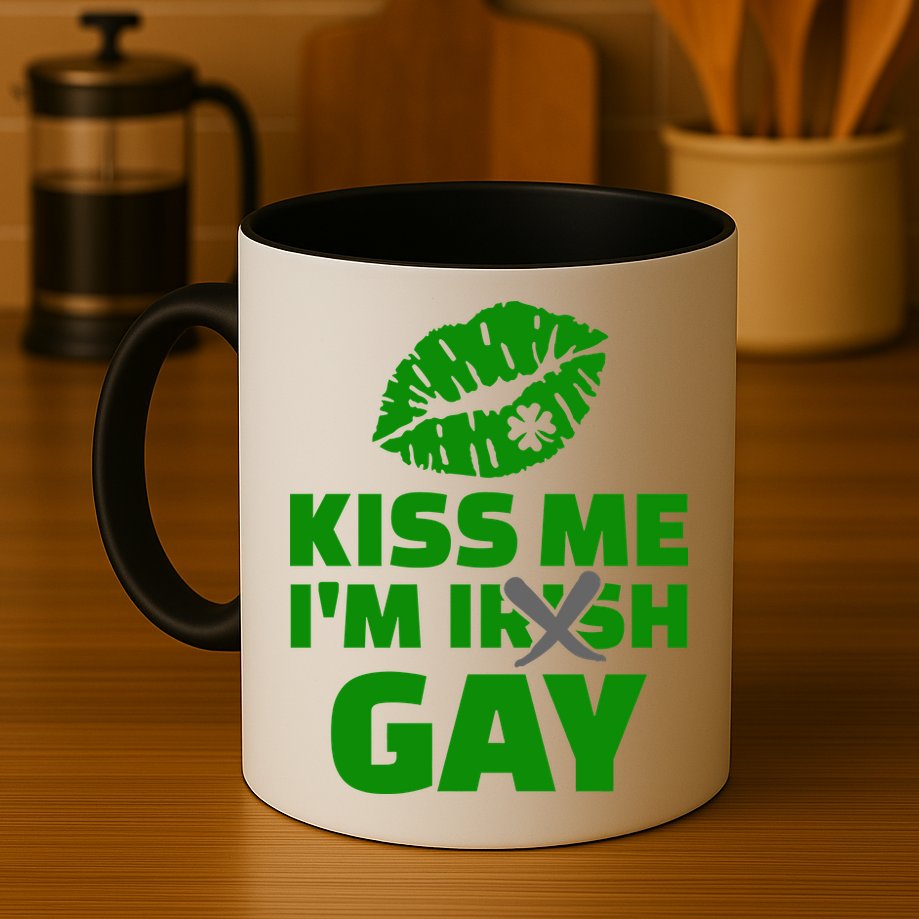 Kiss Me I'm Gay Irish Crossed Off Mug