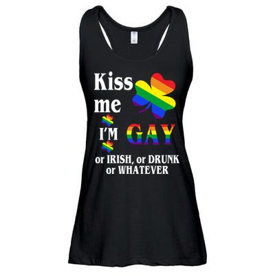 Kiss Me I'm Gay Or Irish Drunk Whatever Ladies Essential Flowy Tank
