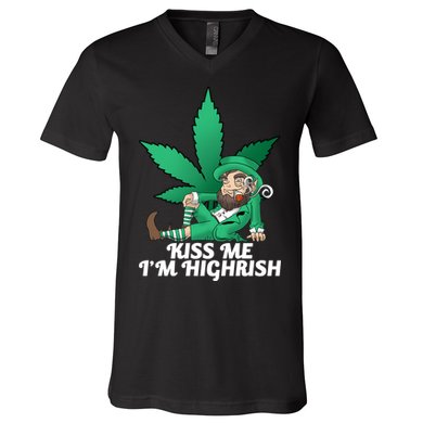 Kiss Me I'm Highrish V-Neck T-Shirt
