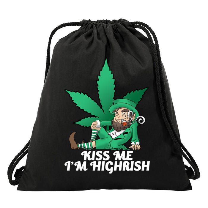 Kiss Me I'm Highrish Drawstring Bag