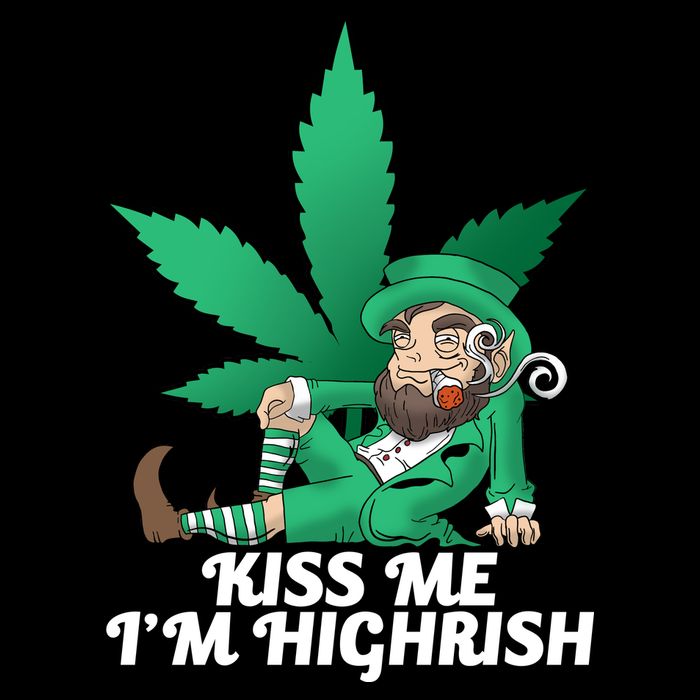 Kiss Me I'm Highrish Drawstring Bag