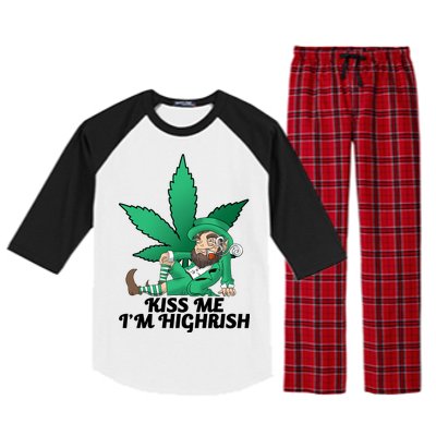 Kiss Me I'm Highrish Raglan Sleeve Pajama Set