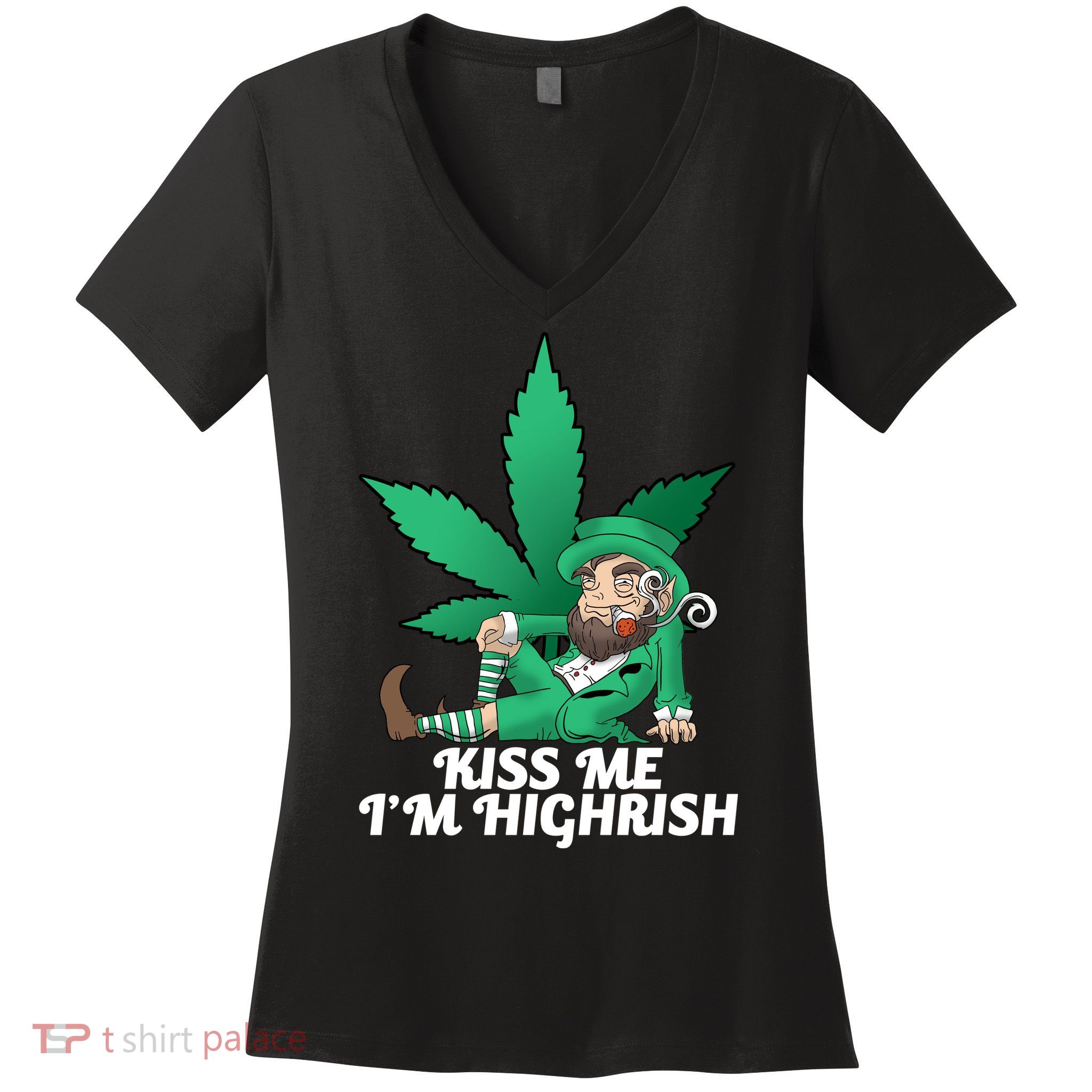 Kiss Me I'm Highrish Women's V-Neck T-Shirt