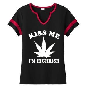 Kiss Me I'm Highrish Irish St. Patrick's Day Weed Ladies Halftime Notch Neck Tee