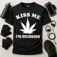 Kiss Me I'm Highrish Irish St. Patrick's Day Weed Cooling Performance Crew T-Shirt