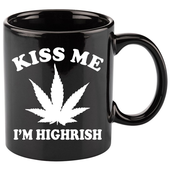 Kiss Me I'm Highrish Irish St. Patrick's Day Weed 11oz C Handle Ceramic Mug