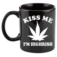 Kiss Me I'm Highrish Irish St. Patrick's Day Weed 11oz C Handle Ceramic Mug