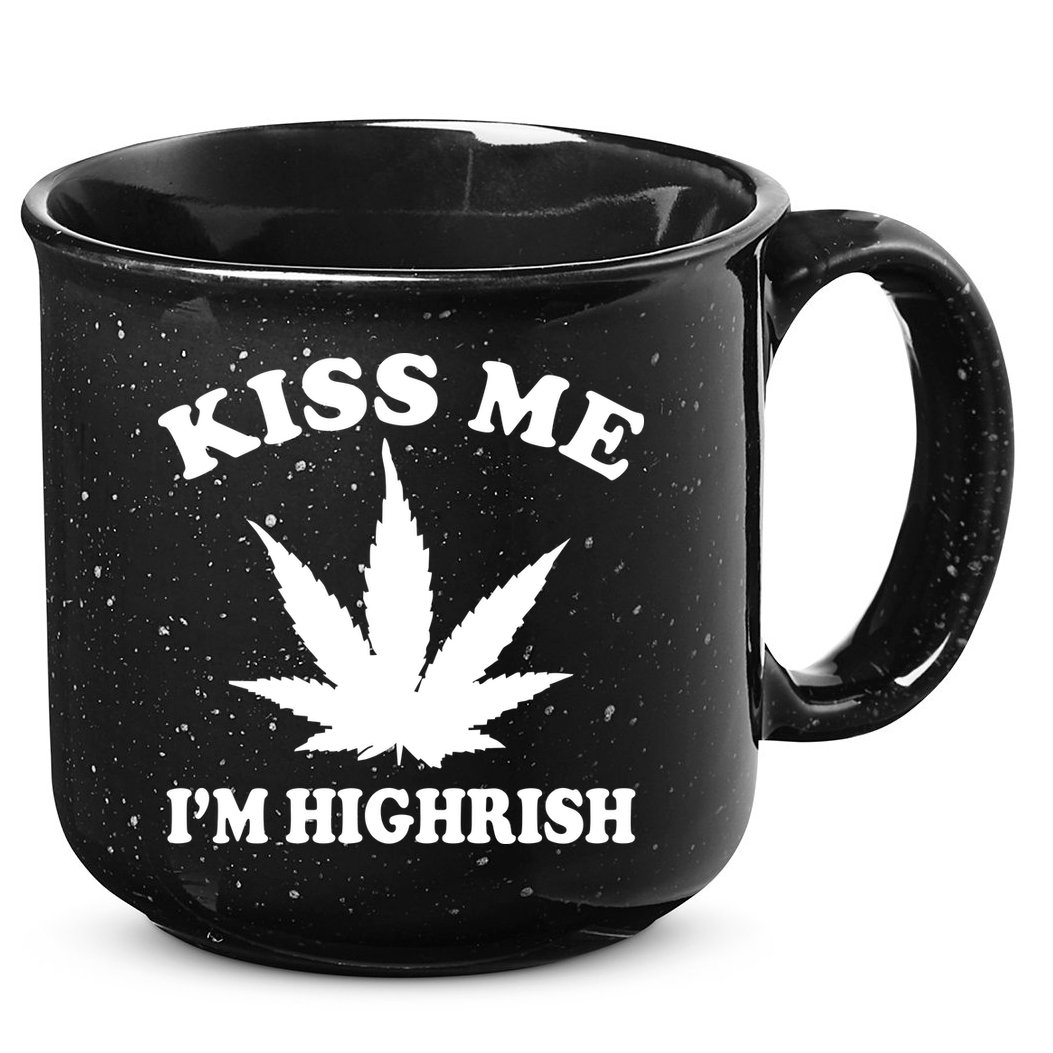 Kiss Me I'm Highrish Irish St. Patrick's Day Weed 15oz Campfire Ceramic Mug