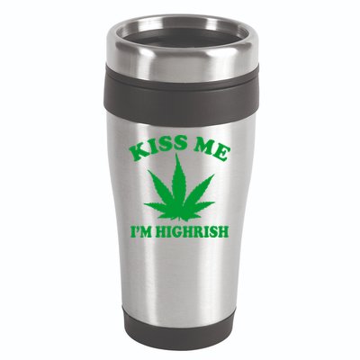 Kiss Me I'm Highrish Irish St. Patrick's Day Weed 16oz Travel Tumbler