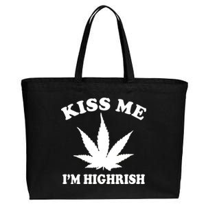 Kiss Me I'm Highrish Irish St. Patrick's Day Weed Cotton Canvas Jumbo Tote