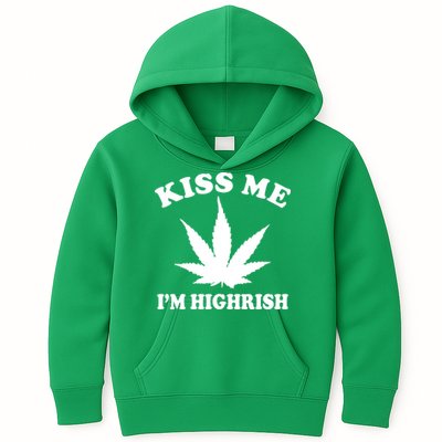 Kiss Me I'm Highrish Irish St. Patrick's Day Weed Kids Hoodie