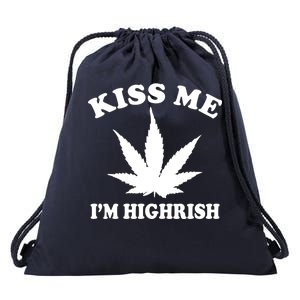 Kiss Me I'm Highrish Irish St. Patrick's Day Weed Drawstring Bag