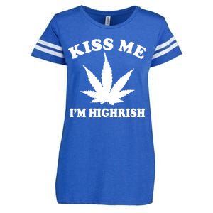 Kiss Me I'm Highrish Irish St. Patrick's Day Weed Enza Ladies Jersey Football T-Shirt