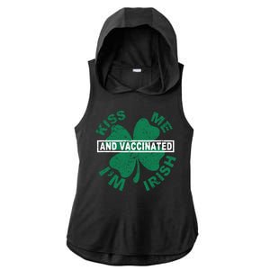 Kiss Me I'm Irish And Vaccinated Ladies PosiCharge Tri-Blend Wicking Draft Hoodie Tank