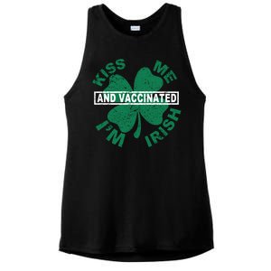 Kiss Me I'm Irish And Vaccinated Ladies PosiCharge Tri-Blend Wicking Tank