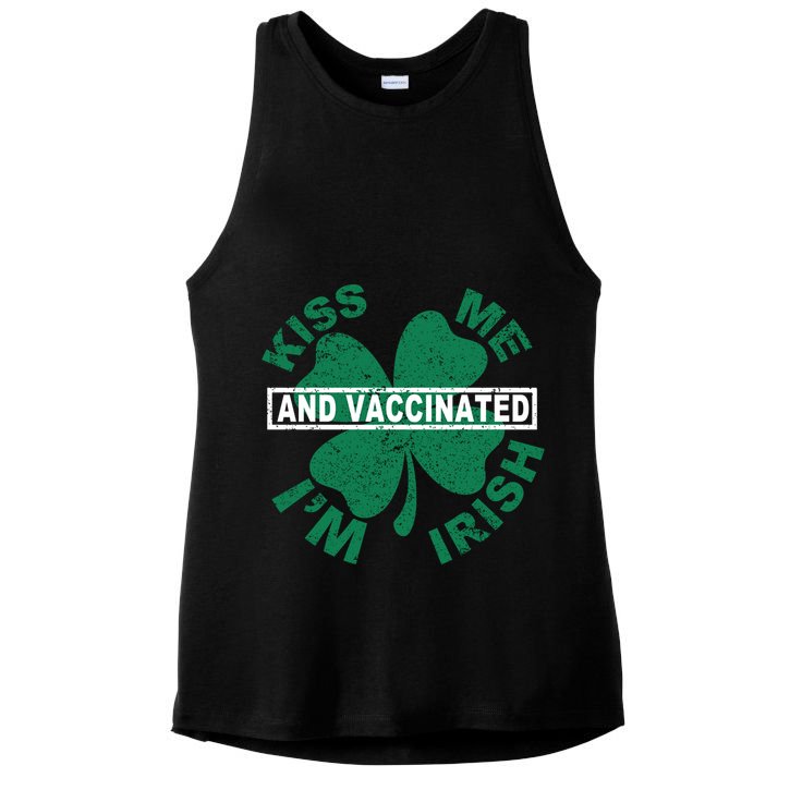 Kiss Me I'm Irish And Vaccinated Ladies PosiCharge Tri-Blend Wicking Tank