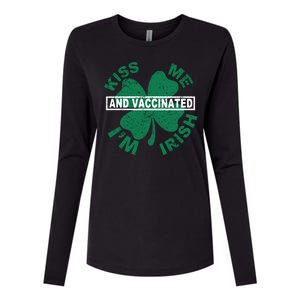 Kiss Me I'm Irish And Vaccinated Womens Cotton Relaxed Long Sleeve T-Shirt