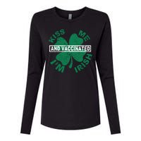 Kiss Me I'm Irish And Vaccinated Womens Cotton Relaxed Long Sleeve T-Shirt