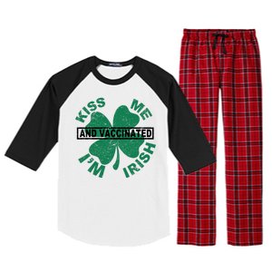 Kiss Me I'm Irish And Vaccinated Raglan Sleeve Pajama Set