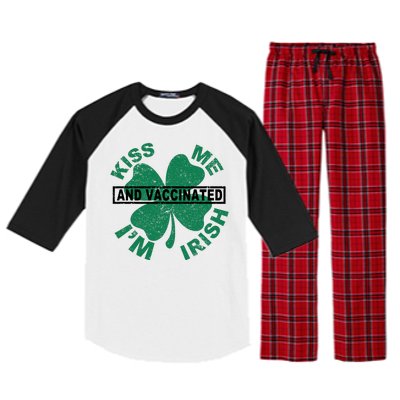 Kiss Me I'm Irish And Vaccinated Raglan Sleeve Pajama Set