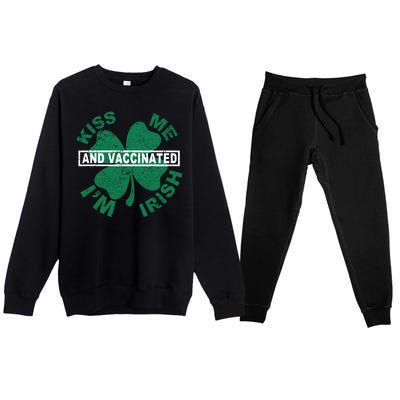 Kiss Me I'm Irish And Vaccinated Premium Crewneck Sweatsuit Set