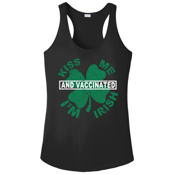 Kiss Me I'm Irish And Vaccinated Ladies PosiCharge Competitor Racerback Tank