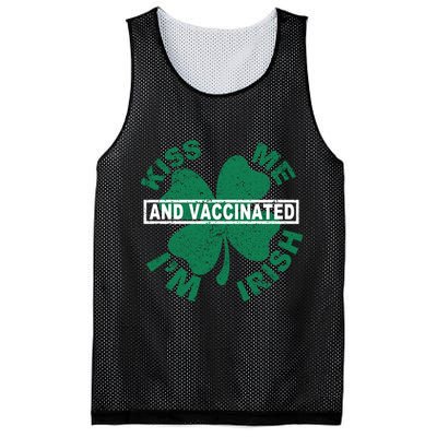 Kiss Me I'm Irish And Vaccinated Mesh Reversible Basketball Jersey Tank