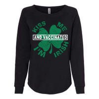 Kiss Me I'm Irish And Vaccinated Womens California Wash Sweatshirt