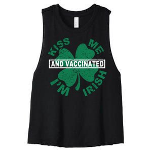 Kiss Me I'm Irish And Vaccinated Women's Racerback Cropped Tank