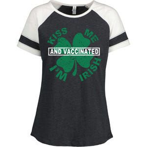 Kiss Me I'm Irish And Vaccinated Enza Ladies Jersey Colorblock Tee