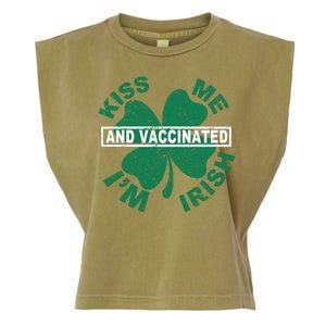 Kiss Me I'm Irish And Vaccinated Garment-Dyed Women's Muscle Tee