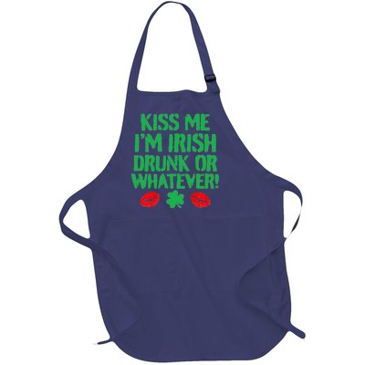 Kiss Me I'm Irish Drunk Or Whatever! Full-Length Apron With Pockets