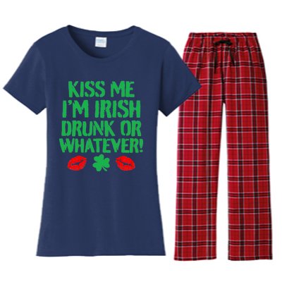 Kiss Me I'm Irish Drunk Or Whatever! Women's Flannel Pajama Set