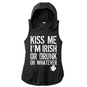 Kiss Me I'm Irish Or Drunk Whatever St Patricks Day Ladies PosiCharge Tri-Blend Wicking Draft Hoodie Tank