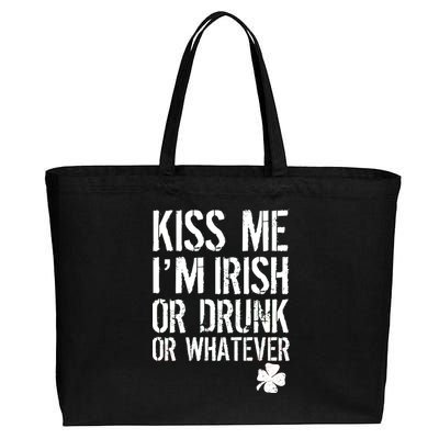 Kiss Me I'm Irish Or Drunk Whatever St Patricks Day Cotton Canvas Jumbo Tote