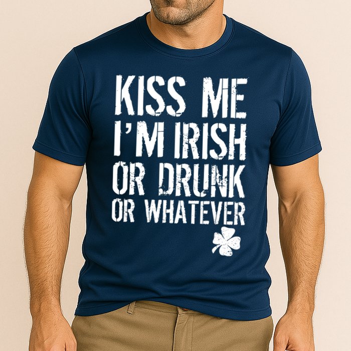 Kiss Me I'm Irish Or Drunk Whatever St Patricks Day Cooling Performance Crew T-Shirt
