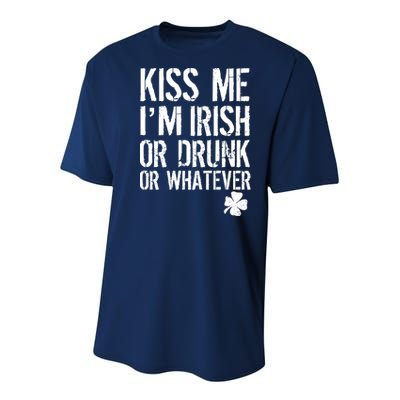 Kiss Me I'm Irish Or Drunk Whatever St Patricks Day Youth Performance Sprint T-Shirt