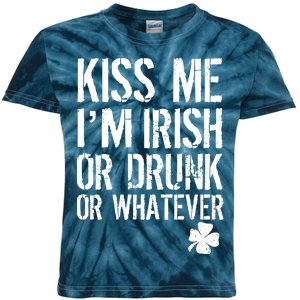 Kiss Me I'm Irish Or Drunk Whatever St Patricks Day Kids Tie-Dye T-Shirt