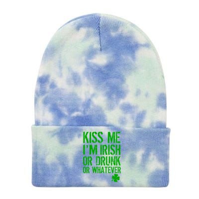 Kiss Me I'm Irish Or Drunk Whatever St Patricks Day Tie Dye 12in Knit Beanie