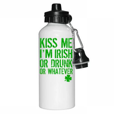 Kiss Me I'm Irish Or Drunk Whatever St Patricks Day Aluminum Water Bottle