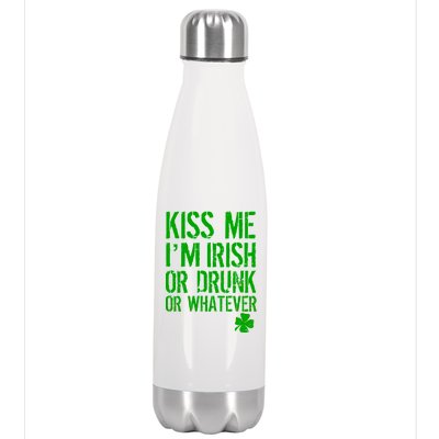 Kiss Me I'm Irish Or Drunk Whatever St Patricks Day Stainless Steel Insulated Water Bottle