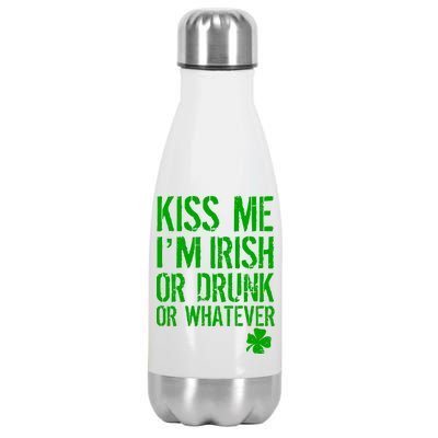 Kiss Me I'm Irish Or Drunk Whatever St Patricks Day Stainless Steel Insulated Water Bottle