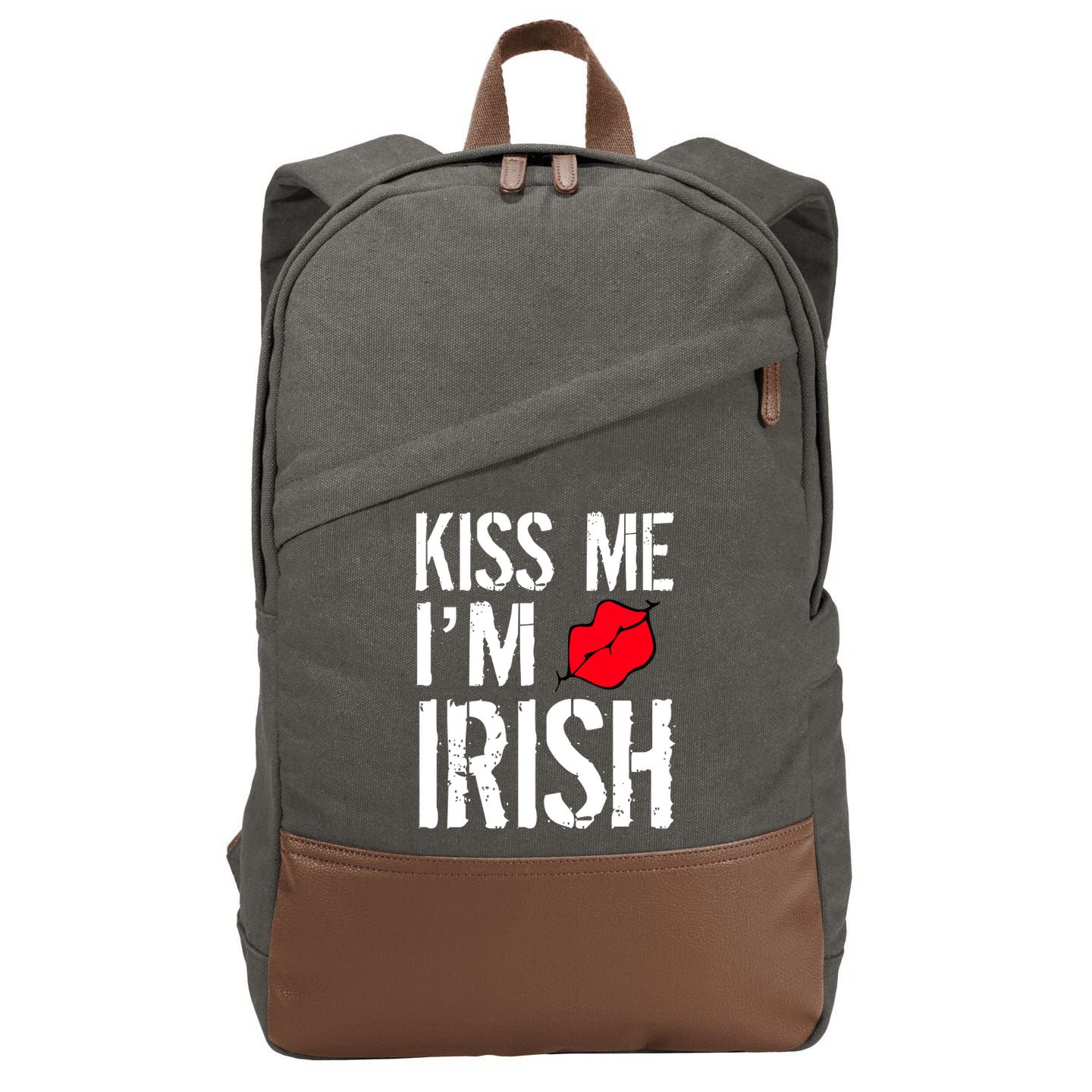 Kiss Me I'm Irish St. Patrick's Day Cotton Canvas Backpack