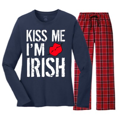 Kiss Me I'm Irish St. Patrick's Day Women's Long Sleeve Flannel Pajama Set 