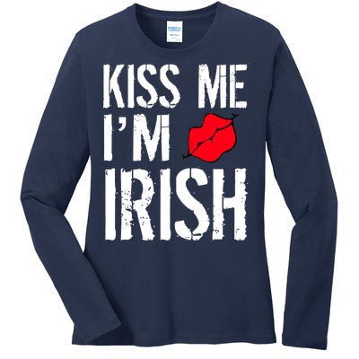 Kiss Me I'm Irish St. Patrick's Day Ladies Long Sleeve Shirt