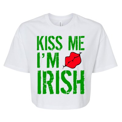 Kiss Me I'm Irish St. Patrick's Day Bella+Canvas Jersey Crop Tee